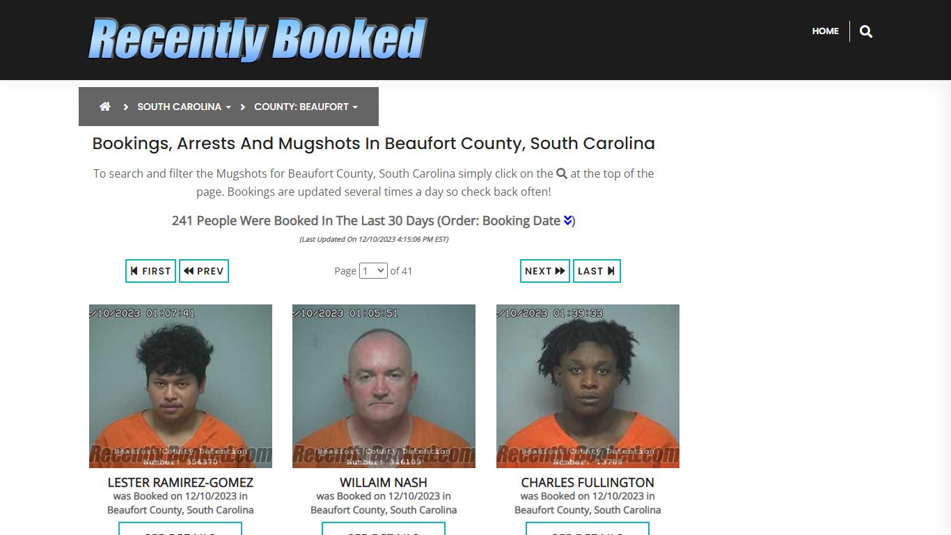 Bookings, Arrests and Mugshots in Beaufort County, South Carolina